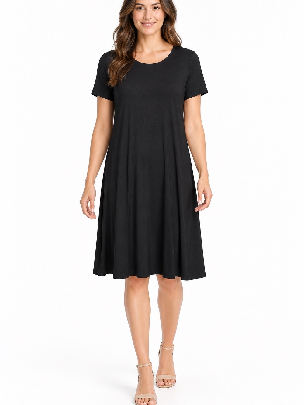Women’s Black Short Sleeve Stretch T-Shirt Dress NWT Size Medium